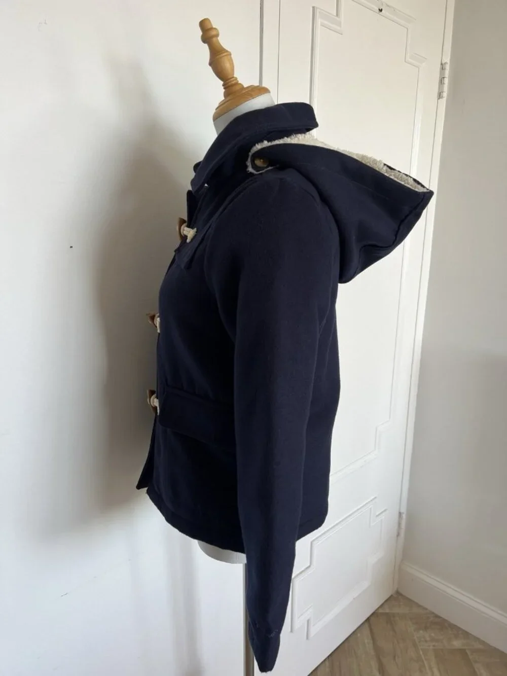 Oshkosh B'Gosh Youth Child Sz 12 Toggle Jacket Removable Hood Navy Blue Sherpa